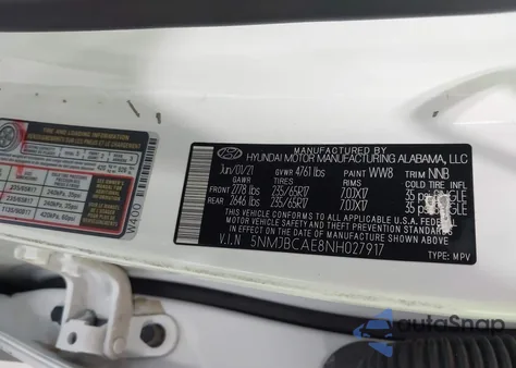 2022 Hyundai Tucson Sel из США, поврежденный, VIN 5NMJBCAE8NH027917